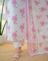 Lilac premium cotton 3-piece suit set styled for women - Resshaa